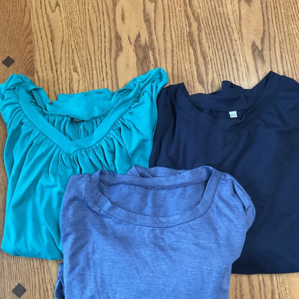 Set of Three Tees in Blue Shades size 2xl